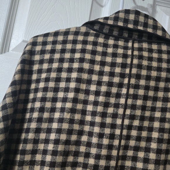 NWT Easel Oversized Flannel Trench Style Shacket, Open Front, Brown Check Plaid. - Picture 10 of 12